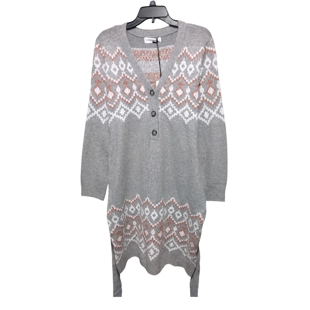Lucky Brand Snowflake Geometric Cardigan Sweater Dress Women's Plus Size  2X NWT - Picture 5 of 12